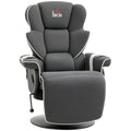 Black Manual Recliner Swivel Lounge Armchair with Footrest and Two Cup Holders Z949561
