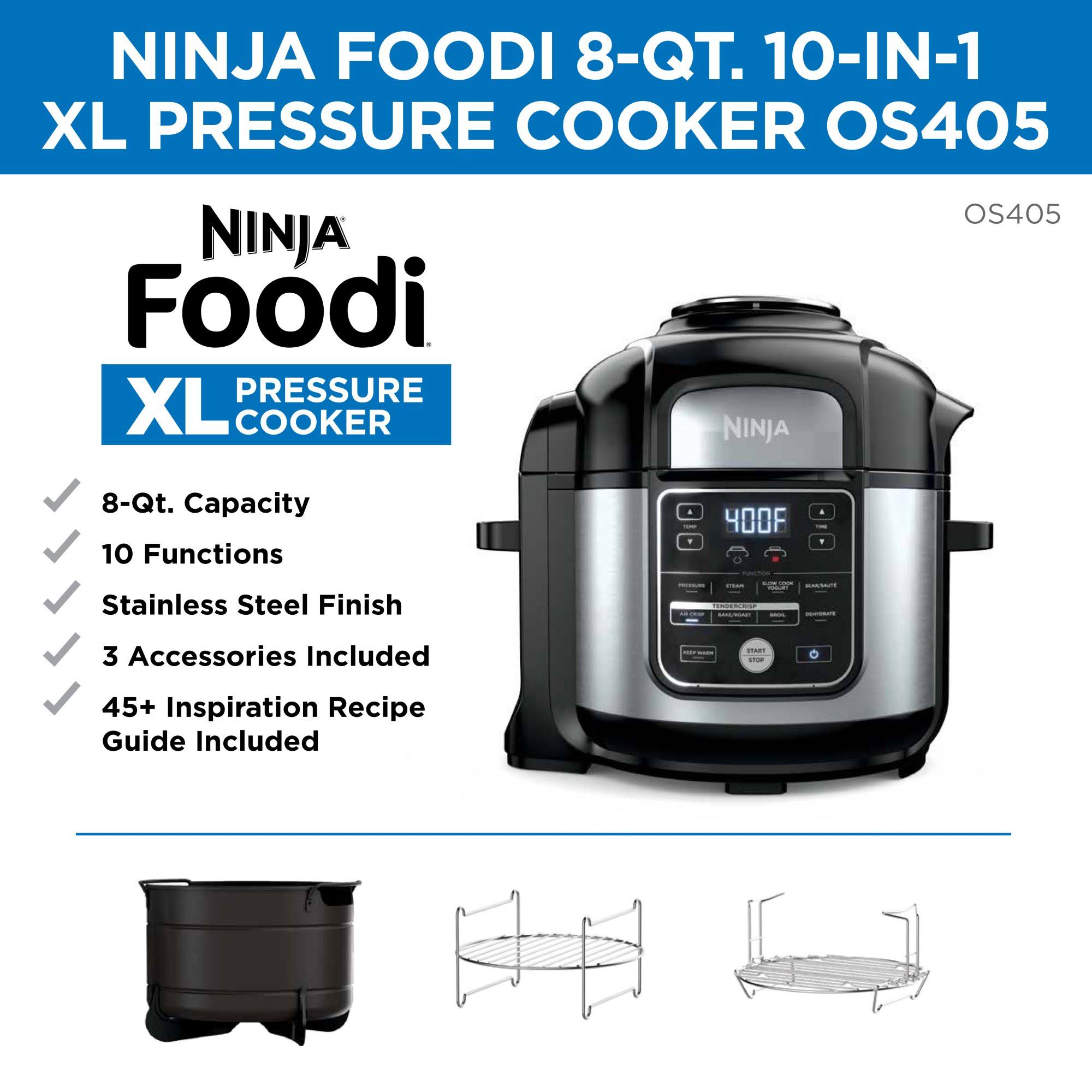 8 Quart Stainless Pressure Cooker Air Fryer Multicooker U870948