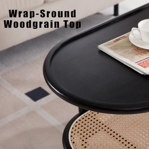 Walnut Oval Cane Coffee Table F5829