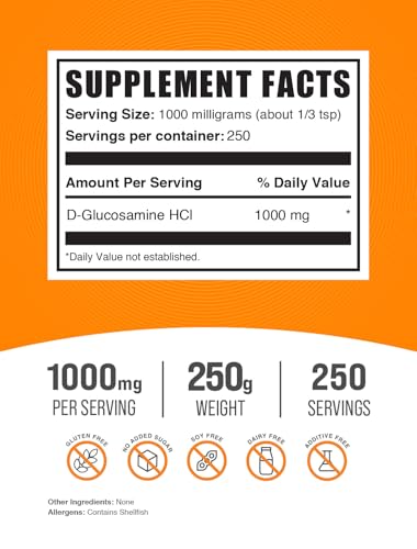 Glucosamine HCl Powder 1000mg per Serving 500g V792387
