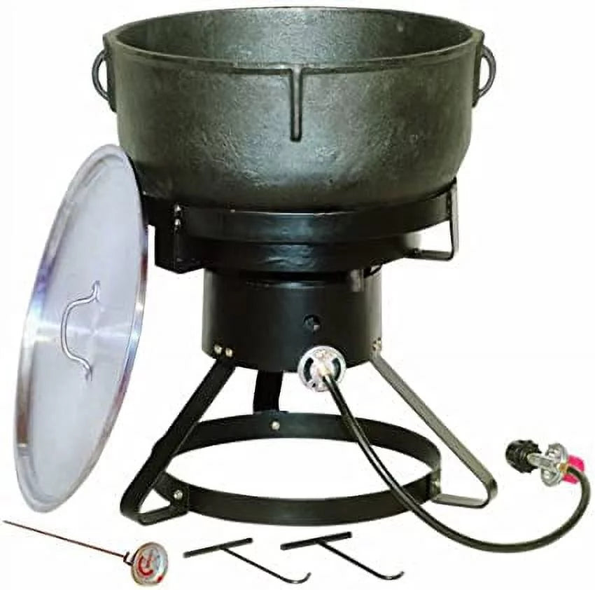 17.5-Inch Outdoor Cooker with 10-Gallon Cast Iron Jambalaya Pot J60980