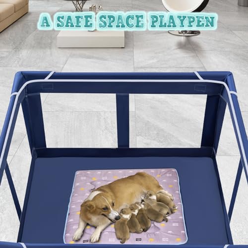 42x42x25.6 Inches Dog Playpen with Gate J6756