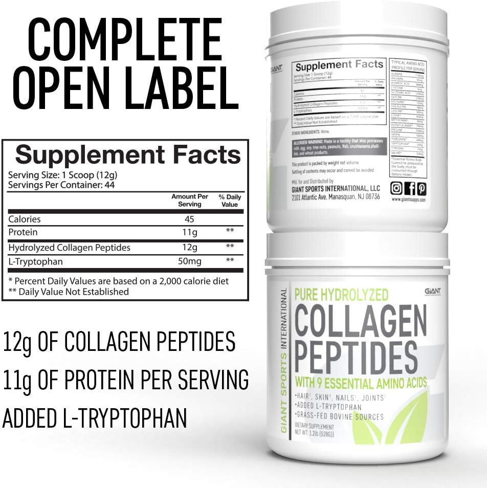 Collagen Peptide Powder Hydrolyzed Amino Acids 1 LB W604072