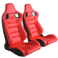 Black & Beige PVC Leather Bucket Seats with Sliders V70739