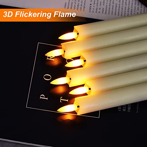 6 Pcs Flameless White LED Taper Candles with Remote Timer X448934