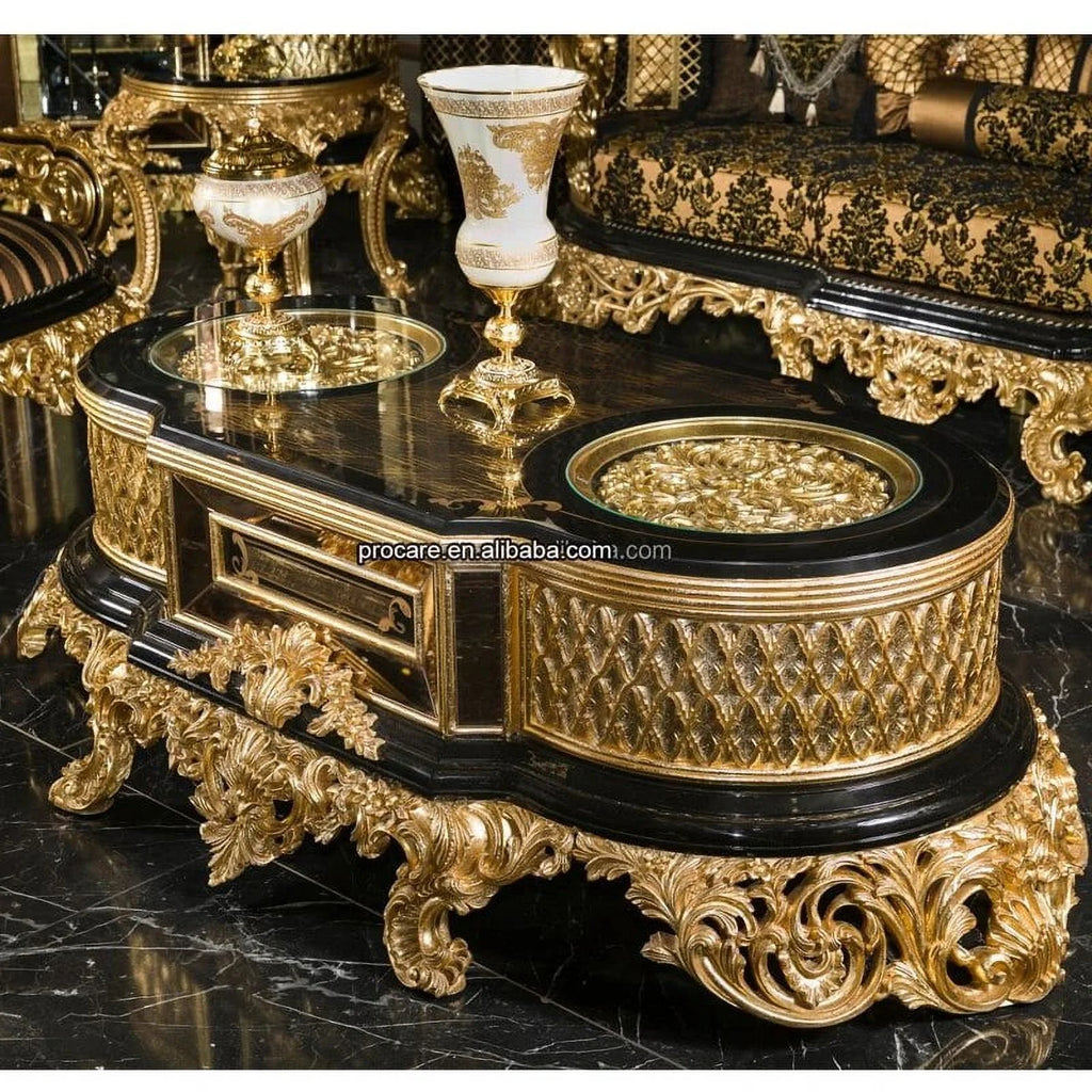 Black Gold Hand Carved Sofa Set S88480