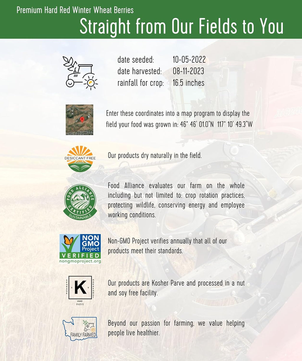 25 LBS Hard Red Winter Wheat Berries in Bucket E518
