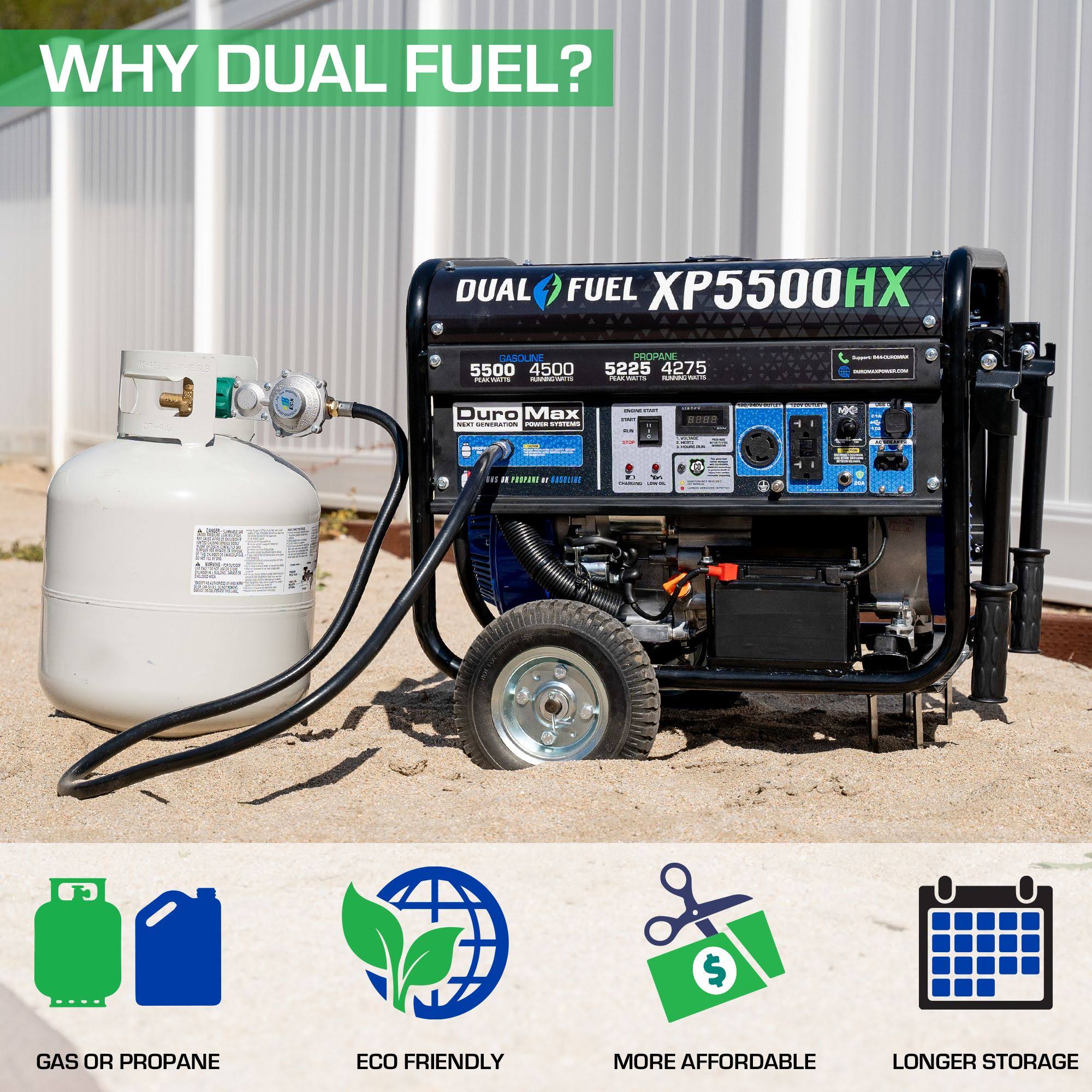 5,500/4,500-Watt Dual Fuel Gasoline/Propane Portable Generator X8569