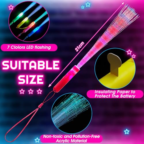 10 Pieces Fiber Optic Wand Light up Glow Stick LED Colorful Flashing Wands Z89701