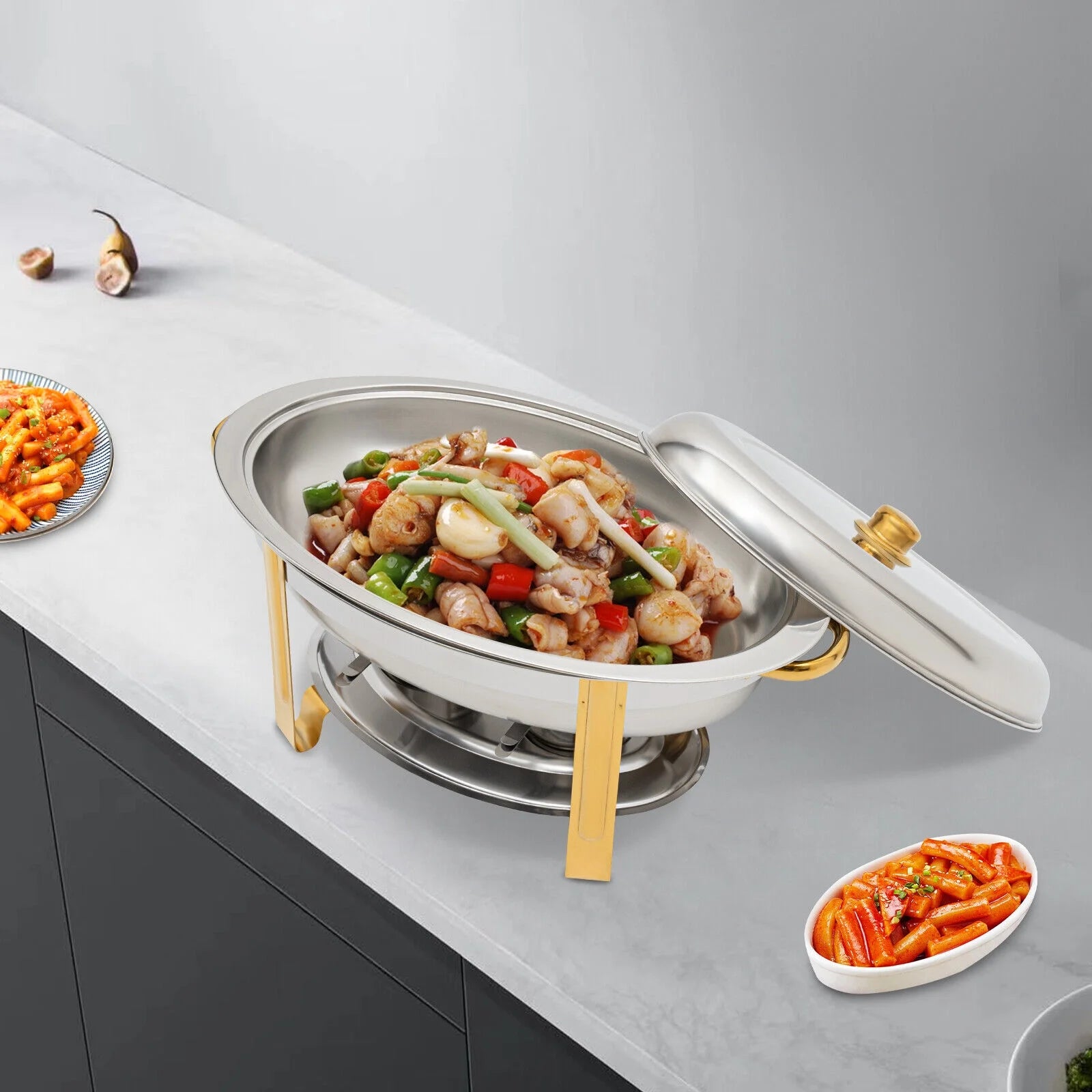 5.5L Stainless Steel Oval Chafing Dish with Lid S6396
