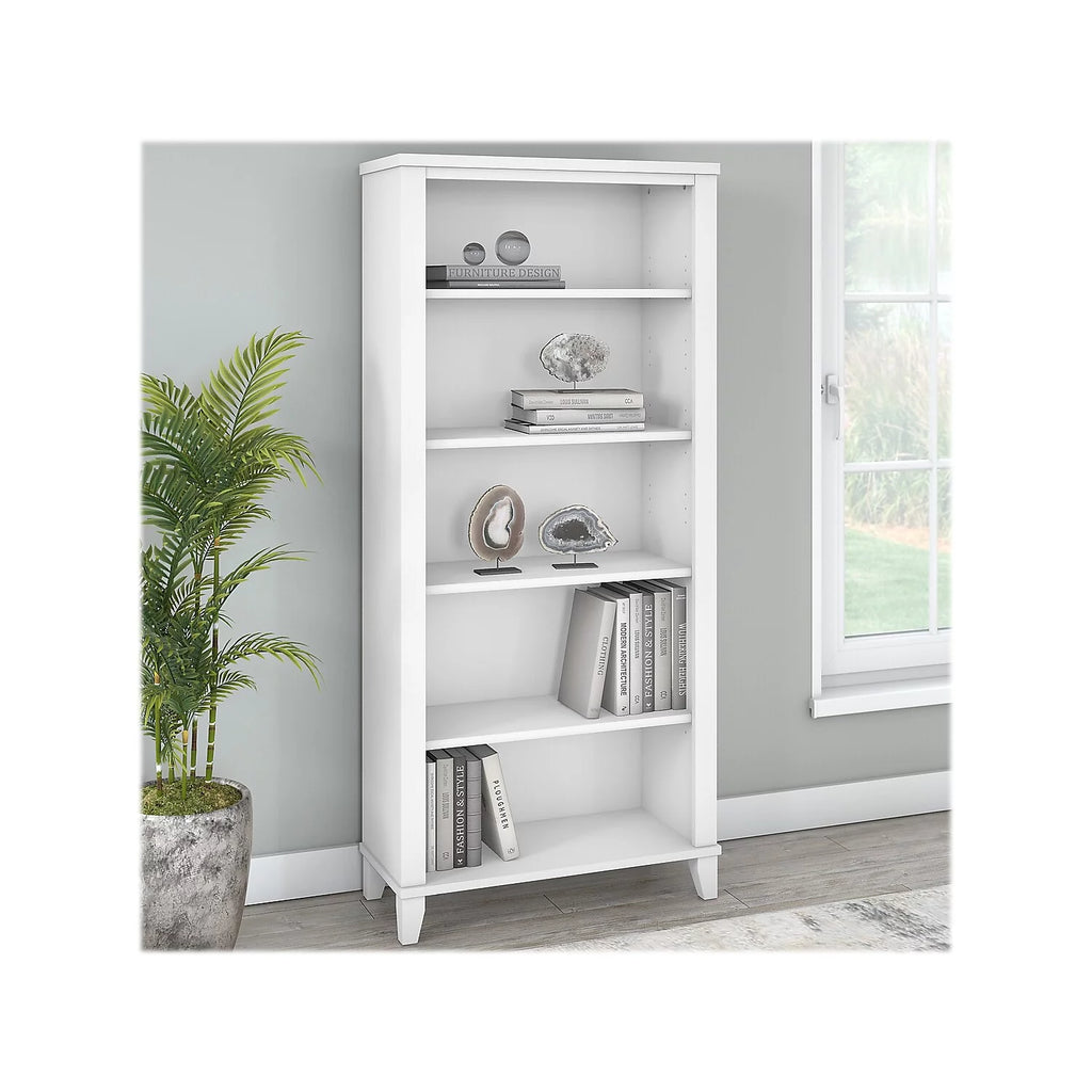 White 5 Shelf Tall Bookcase L246