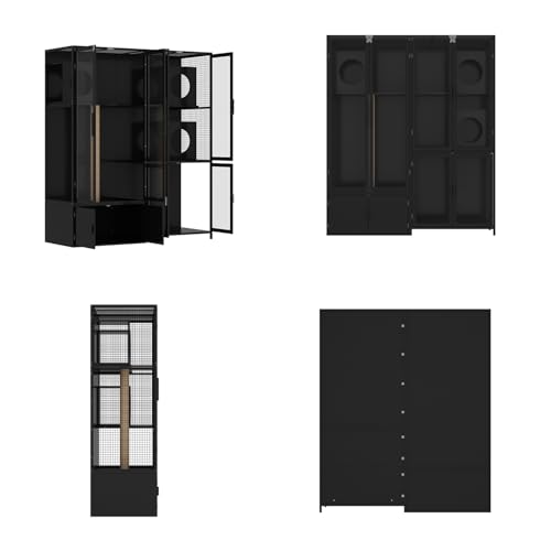 Black Cat Litter Box Enclosure with Acrylic Doors R5963