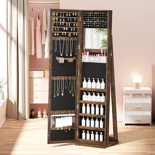 Brown Jewelry Cabinet with Full-Length Mirror M38240