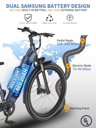 27.5" Electric Bike with 48V Battery, Front Suspension & Dual Hydraulic Brakes T385