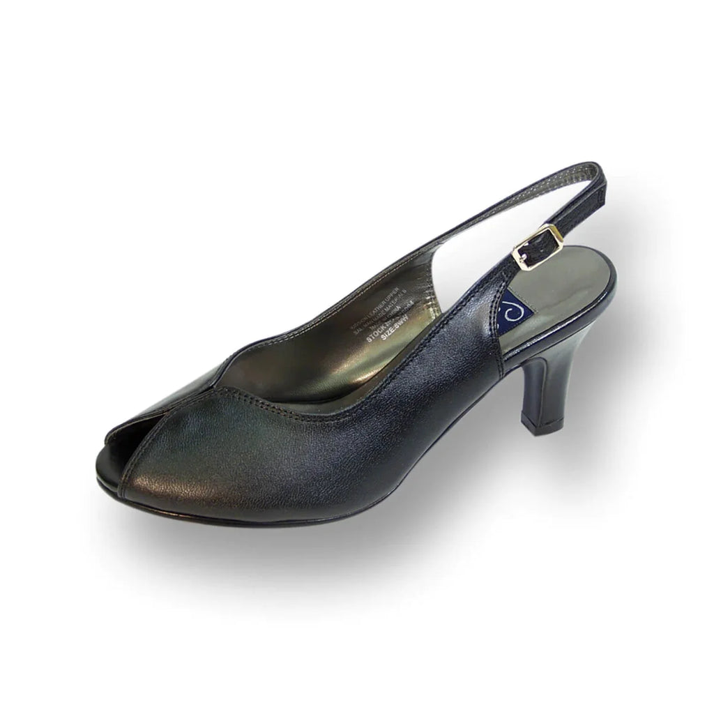 Wide Width Leather Slingback Pumps Z15352