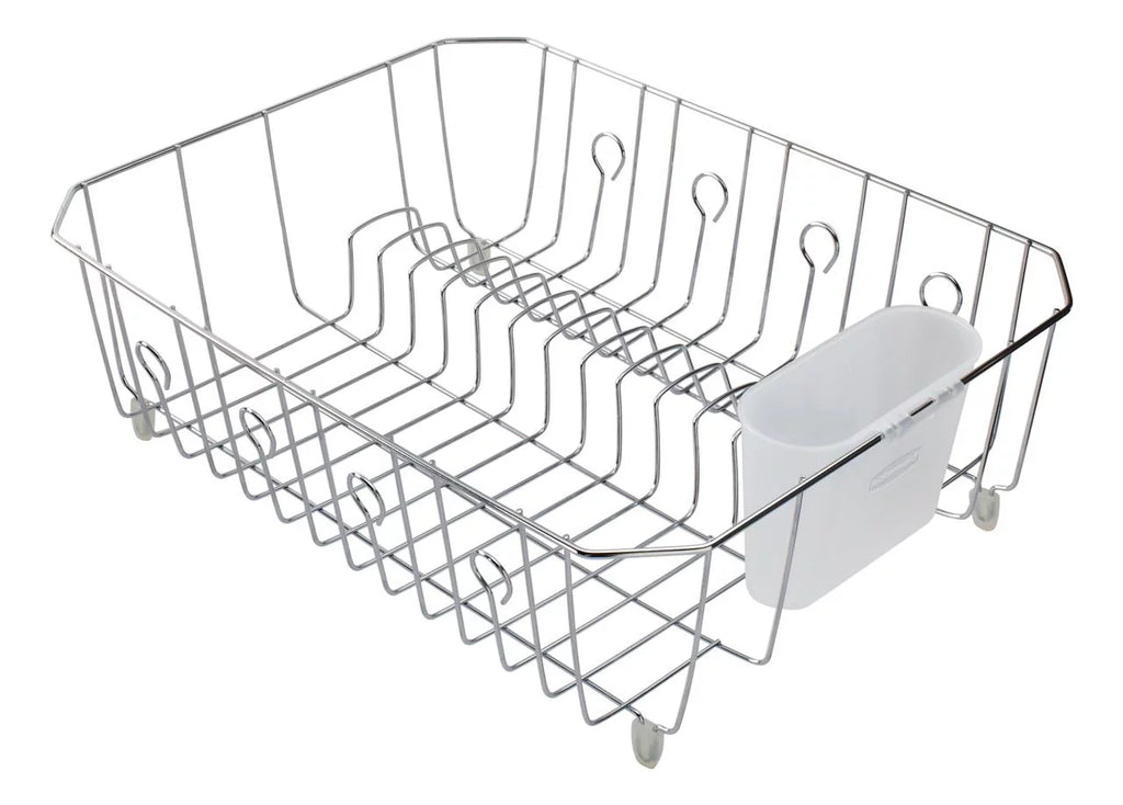 Large Chrome Dish Drying Rack with Utensil Holder B2295