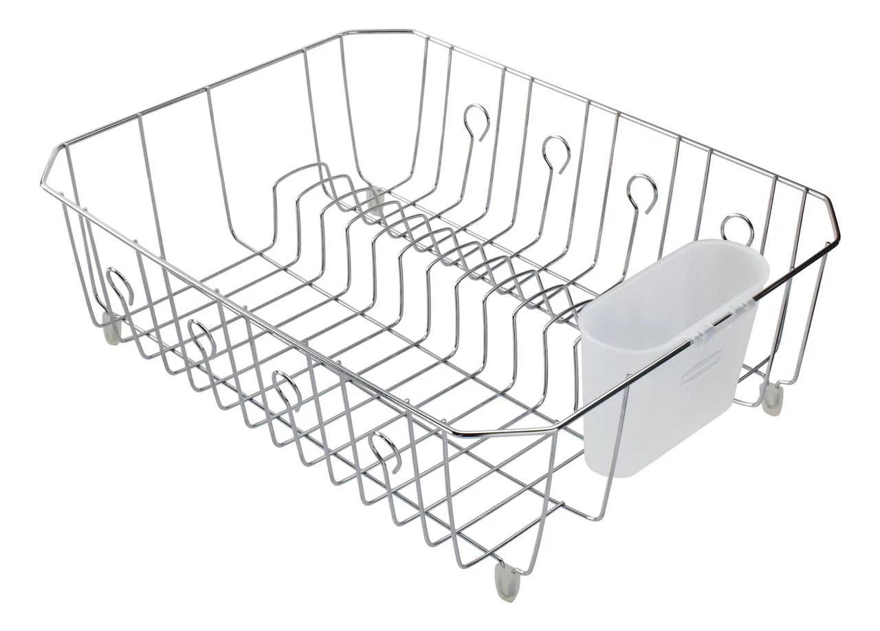 Large Chrome Dish Drying Rack with Utensil Holder B2295