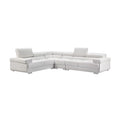 White Leather Right Facing Chaise Sectional Sofa I559677
