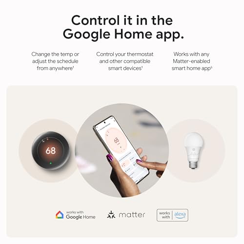 Polished Obsidian Smart Thermostat with Temperature Sensor P112364