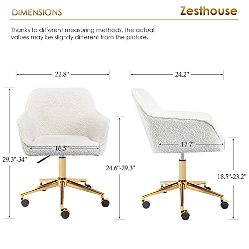 White Swivel Desk Chair with Wheels M7245