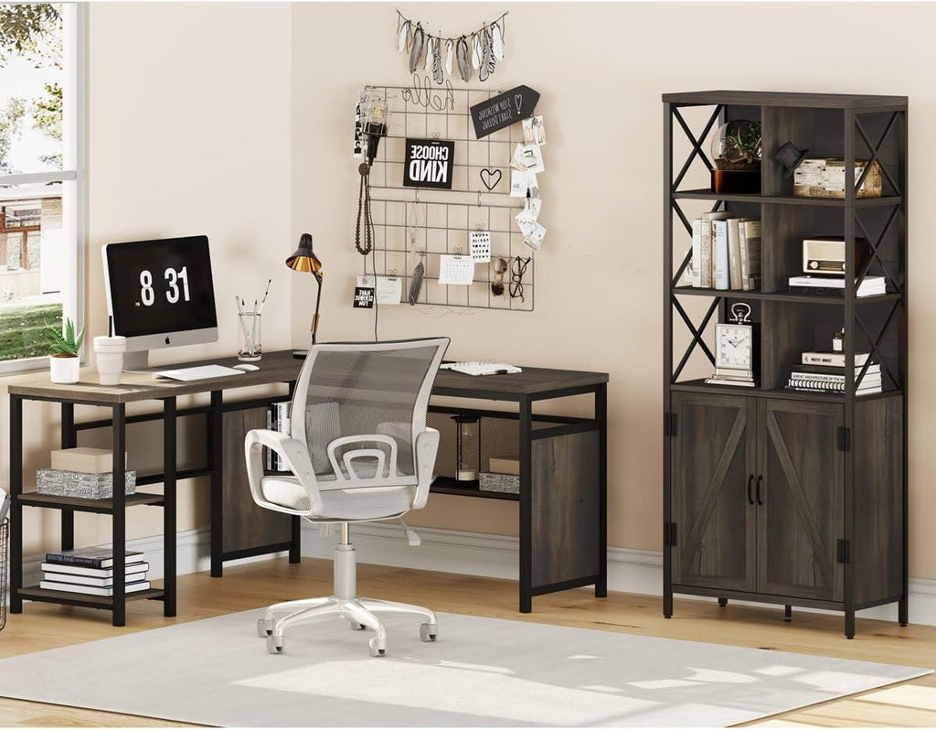 L Shaped Computer Desk with Bookshelf Z31966