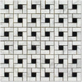 Marble Pinwheel Mosaic Tile with Black, Honed J9456