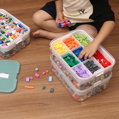 Blue Toy Storage Organizer with Compartments and Lids T4759