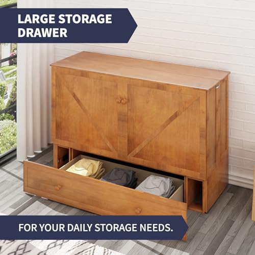 Gray Queen Size Murphy Bed with Storage Drawer Y9330