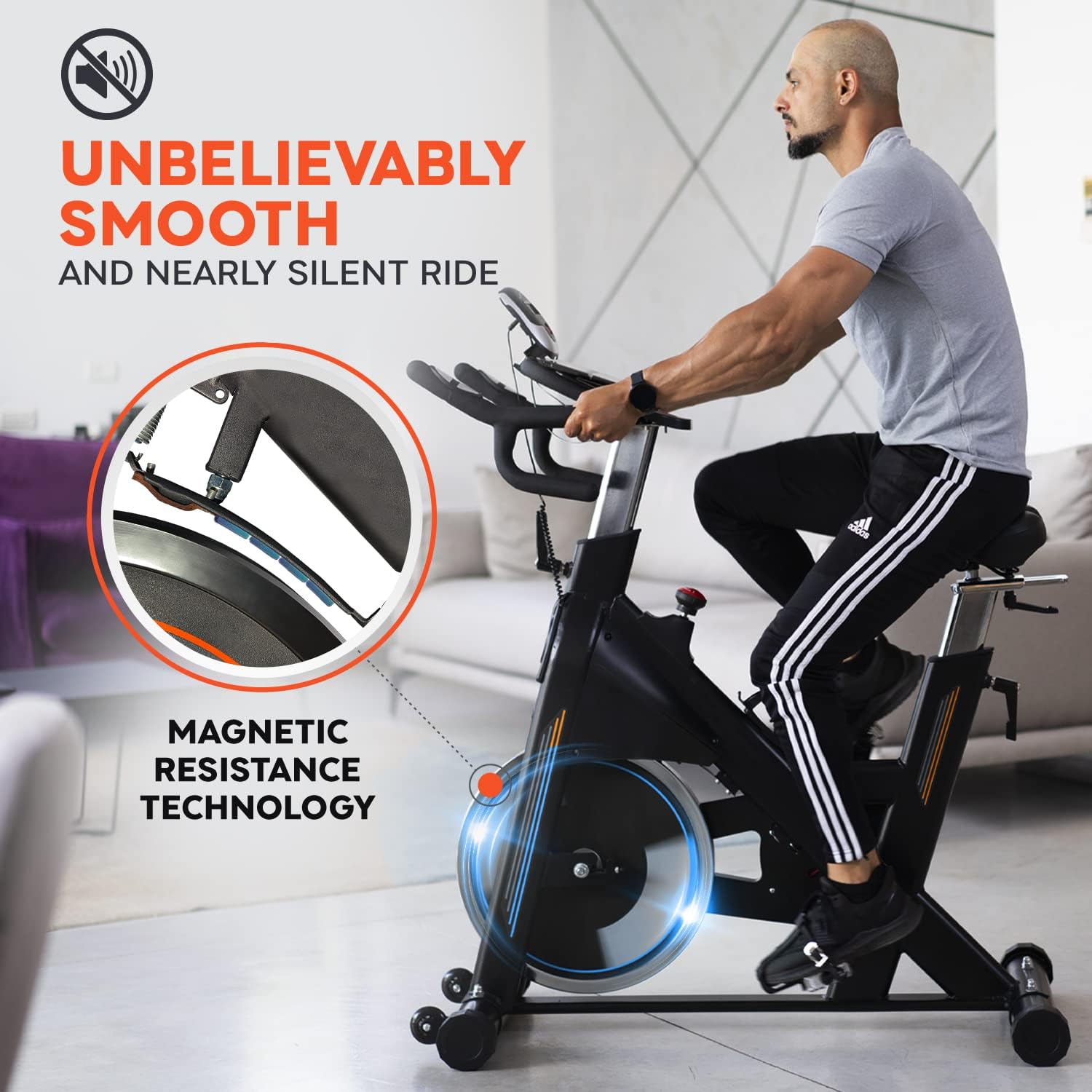 Heavy-Duty 115 LB Magnetic Resistance Exercise Bike with 2X1 lb Dumbbells I10539