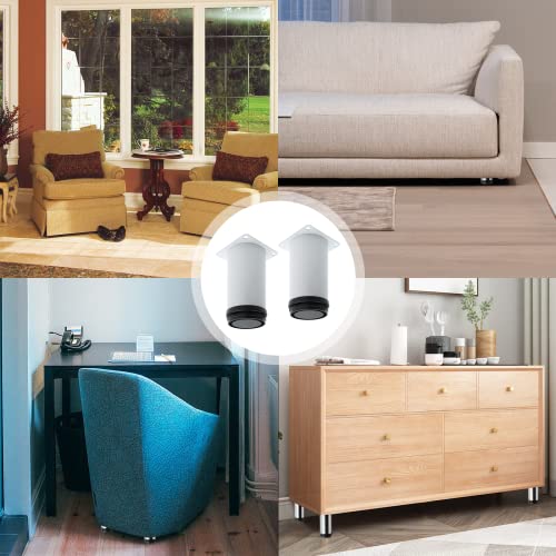 Pack of 4 White Adjustable Stainless Steel Furniture Leg U7323