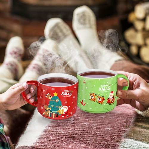 Set of 4 15.8 Oz Stackable Christmas Mugs with Stand W792134
