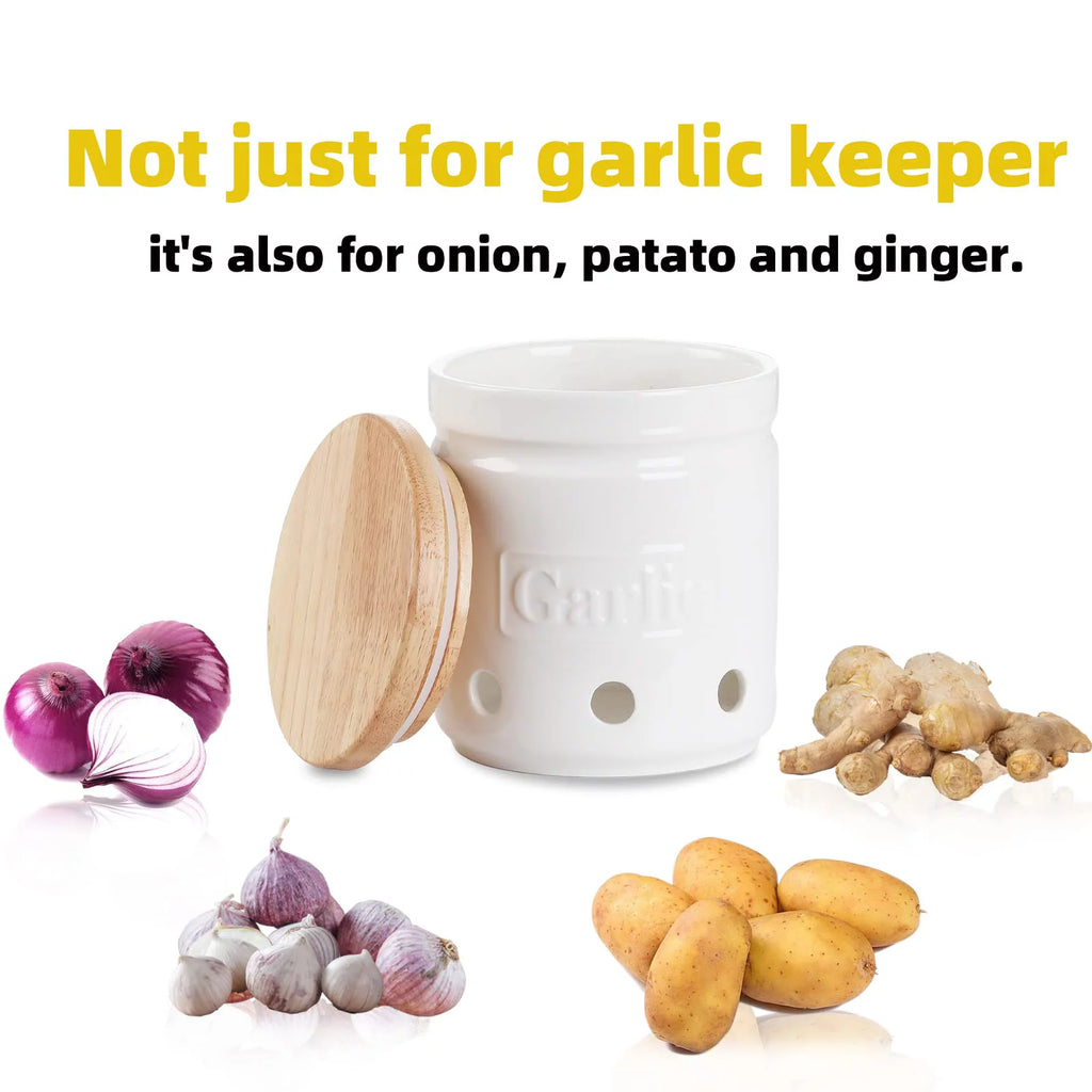 Porcelain Garlic Keeper with Lid 4.5-Inch I286