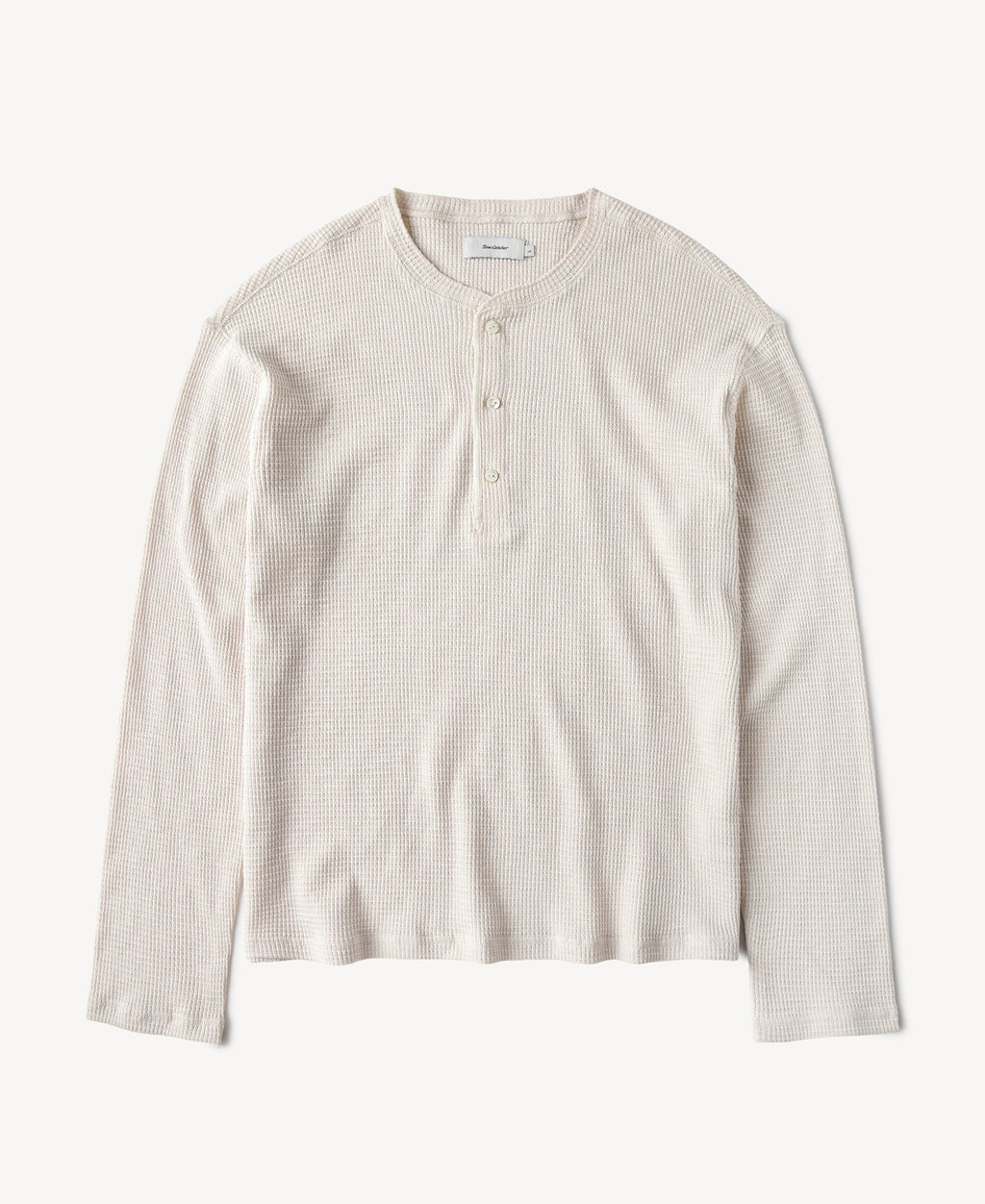 Honeycomb Waffle Knit Henley Long Sleeve T-Shirt