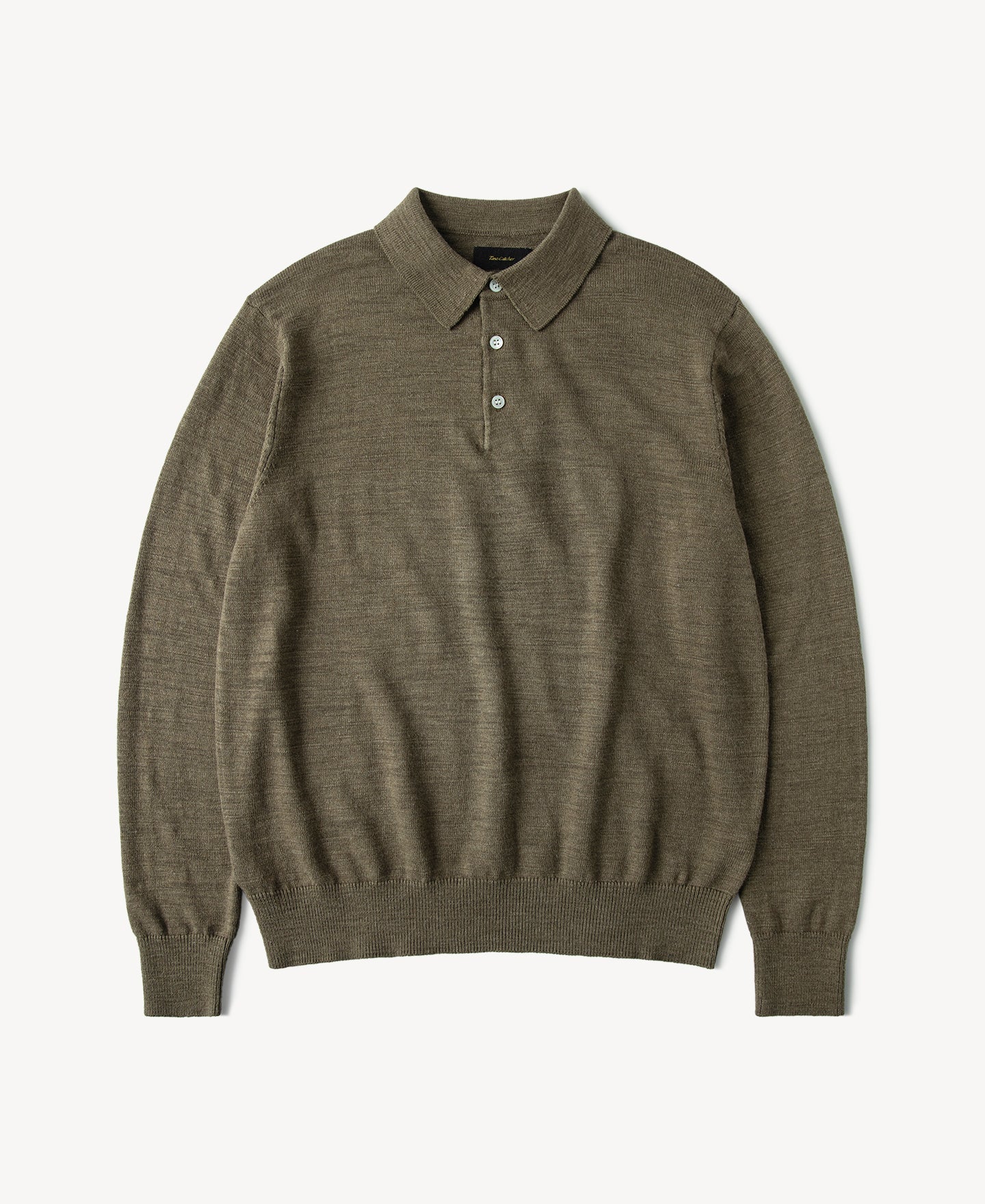 Slub Cotton Long Sleeve Knit Polo