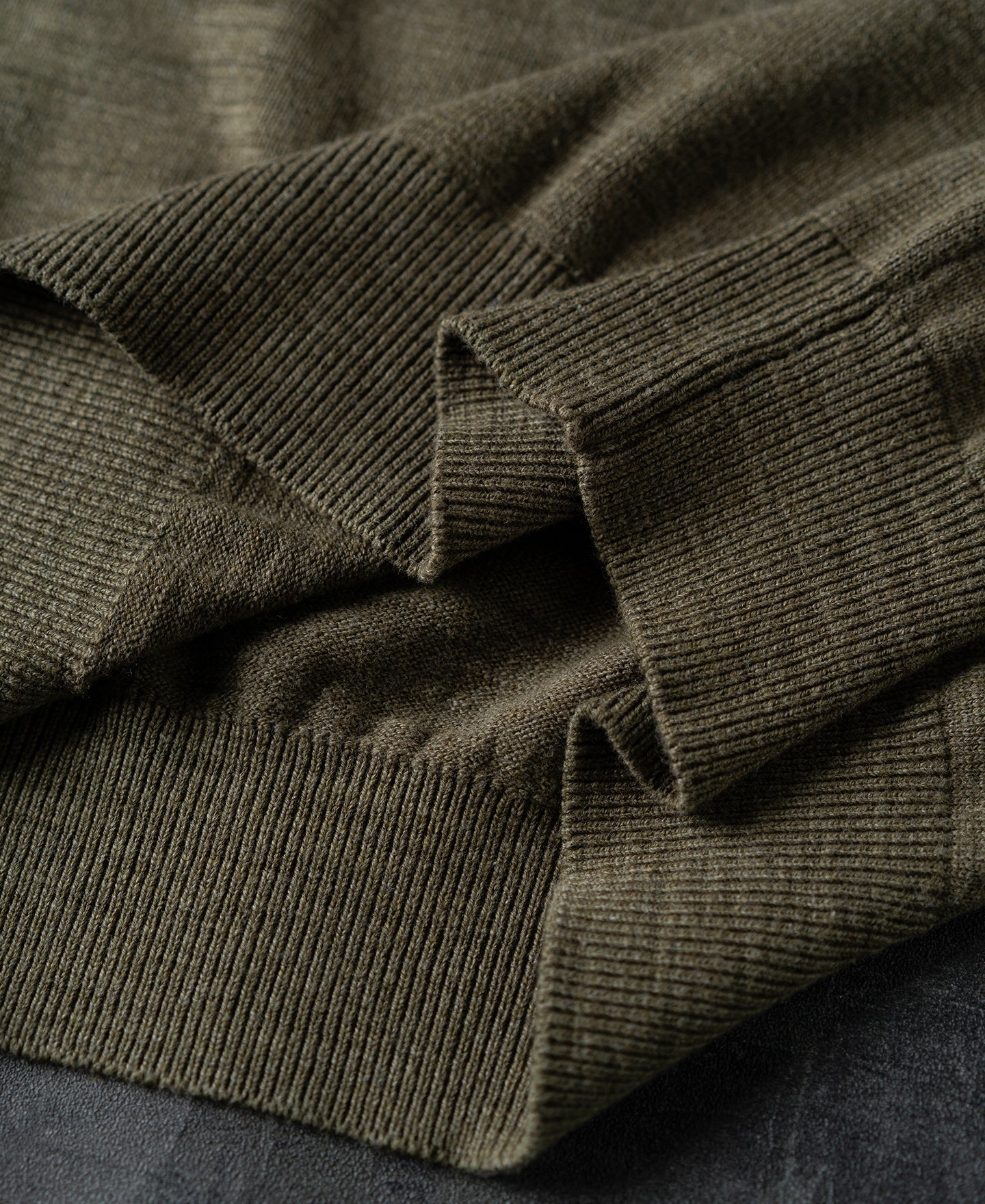 Slub Cotton Long Sleeve Knit Polo